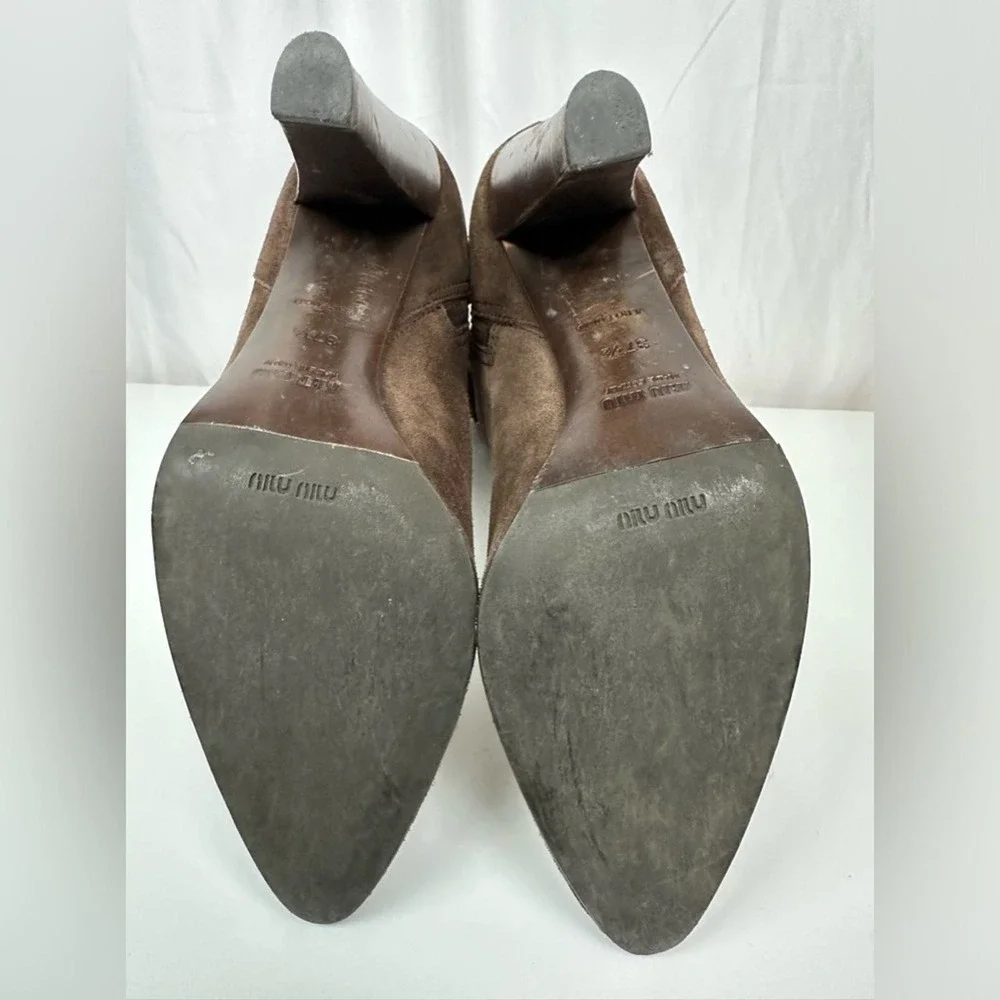 Miu Miu Chocolate Brown Suede Boots Sz 7.5